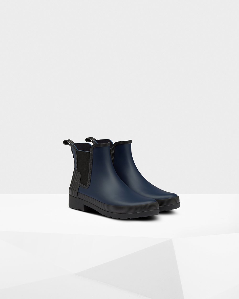 Botas Chelsea Refined Texture Block Slim Fit Hunter Mujer - Azul Marino/Negros - 518694JLI